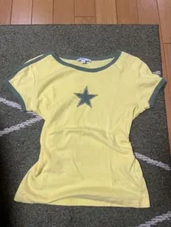 Subdued スタープリント リンガーTシャツ イエロー S
