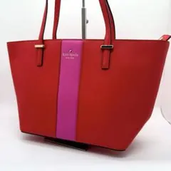 kate spade トートバッグ 赤 ピンク レザー A4収納【極美品】のサムネイル