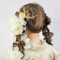 ＊ローズ・ジュレ＊薔薇と水引の髪飾りセット 成人式・七五三 ピンク×黄色パステル