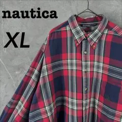 nautica 90s ボタンダウンチェックシャツ XLサイズ マルチカラー