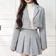 grl ラメツイードジャケット×プリーツミニスカートセットアップ[dk1317]