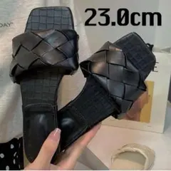 メッシュ 編み込み フラットサンダル 黒 36 レディース 韓国 安い