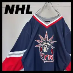 リーボック　NHL　ニューヨーク・レンジャーズ　トラックジャケット　刺繍　L NHL JHデザイン Rangers ニューヨーク レンジャース 限定