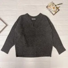 LARUTA Vネックセーター グレー 長袖ニット サイズF ナイスクラップ