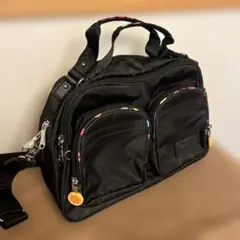 beside•u ブラックナイロンショルダーバッグ2way