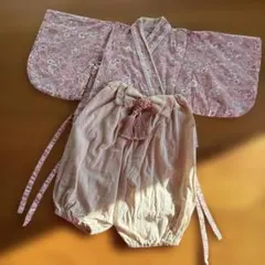 ベビー花柄着物 70 ハーフバースデー 100日祝い