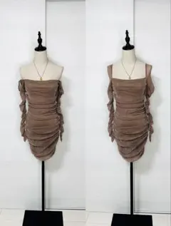 ブラウンオフショルダータイトドレス / Brown dress