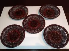 籃胎漆器　茶托　５枚セット