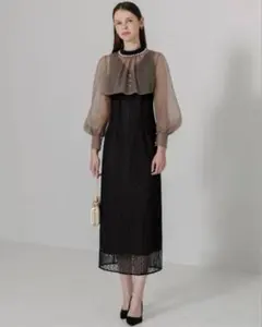 【美品】LEJAパールネック ワンピース レース ドレス 結婚式