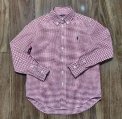 ラルフローレン　キッズ　ボタンダウンシャツ　赤白チェック　S/P8 140