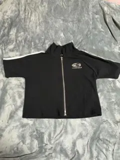 ダブルジップ ブラックTシャツ Lサイズ