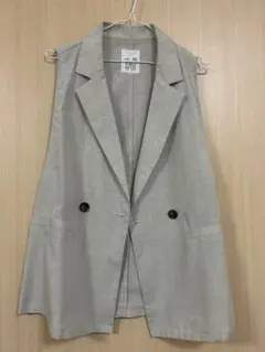 グレー ダブルボタン ベスト