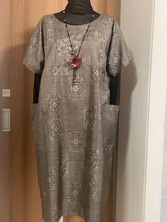 着物リメイク☆466大島紬チュニック／サイズfreesize