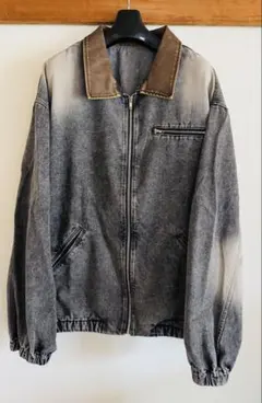 古着　襟レザー デニムジャケット darkwear opium V系 y2kのサムネイル