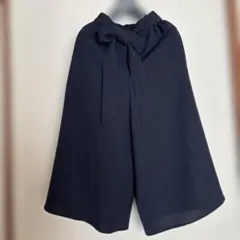 ウエストリボン ガウチョパンツ ネイビー