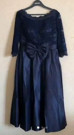 ワンピース　ロング　Lサイズ Mサイズ　紺　ネイビー　結婚式　パーティー　ドレス