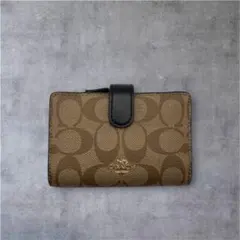 COACH コーチ シグネチャー 二つ折り財布 ブラウン×ベージュ