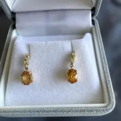 k18 ダイヤ付きオレンジサファイアピアス(保証書付き)
