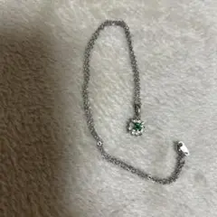 シルバー グリーンストーン フラワーネックレス