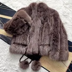 肉厚◎/クロップド/着丈58 カラー フォックス ショート ファーコート 毛皮