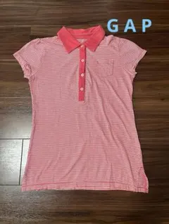 GAP 半袖ポロシャツ ボーダー ピンク XXSサイズのサムネイル