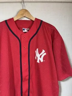 古着 MLB ヤンキース ベースボールシャツ メッシュ 半袖シャツ ストリートのサムネイル
