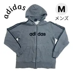 adidas アディダス グレー フルジップ パーカー M フーディー パーカー