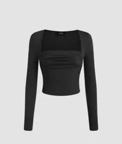 CIDER ブラック ドレープ長袖トップス