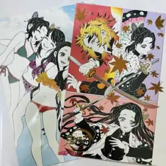 鬼滅の刃 原画展 箔押しイラストカード 水着 しのぶ カナヲ 蜜璃 禰豆