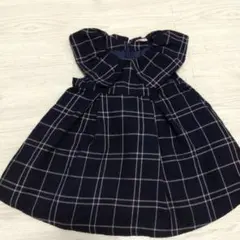 petit main ネイビー チェック柄 ワンピース　80