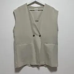 ベージュ ダブルボタン ベスト