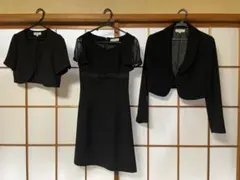 ブラックスーツ・フォーマル3点セット　礼服式服　黒フォーマル　7号　黒ワンピース