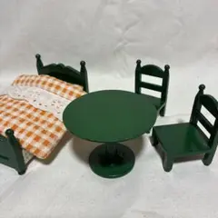 シルバニアファミリー 緑の机 ベッド 掛け布団