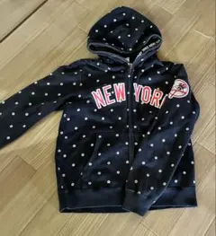 マジェスティック ニューヨークヤンキース パーカー M ネイビー 総柄 刺繍ロゴ