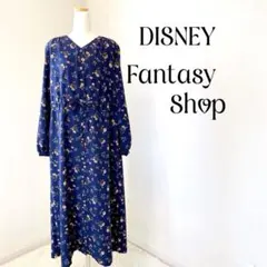DISNEYディズニー　花柄ロングワンピース　隠れミニー ネイビー