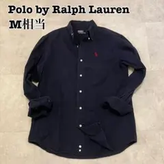 美品 ポロラルフローレン 現行 ニットドレスシャツ ネイビー ポニー 