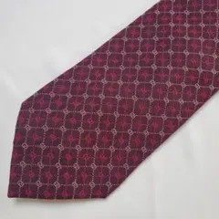美品グッチ GGロゴ シルク ネクタイ 紫赤