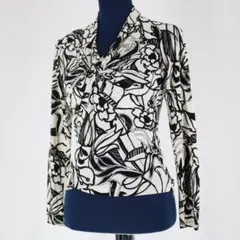 【美品 日本製 社交ダンス衣装】白黒 CHACOTT トップス ブラウス