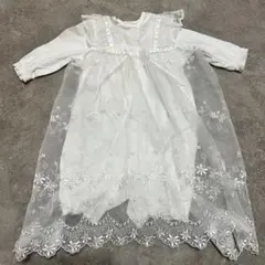 ホワイト刺繍レースベビードレス