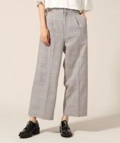 LOWRYS FARM チェックハイウエストワイドパンツ