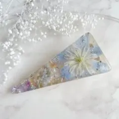 ドライフラワー ヘアクリップ　デルフィニウム　ブルー系 レジン
