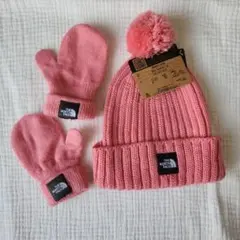 THE NORTH FACE ピンク ニット帽 ミトン セット