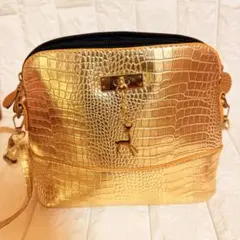 ゴールド クロコダイル風 ショルダーバッグ