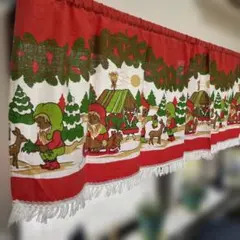 クリスマス　カフェカーテン　トムテと子鹿　スウェーデン　￼ヴィンテージ