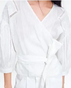 ZARA ザラ 刺繍&テクスチャー入り生地トップス ホワイト Sサイズ タグ付き