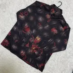 PRONTI プリント加工 フラワー ブラック×ボルドー2XL
