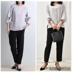 ラナンRananセットアップ上下2点セット11号パンツ黒L七五三ブラウス結婚式