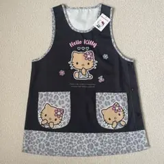新品★Sanrio 日焼けキティ ヒョウ柄 保育士 エプロン 黒 M〜Lサイズ