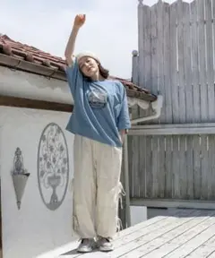 ニコアンド　サイドスリットストラップリボンパンツ