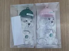 韓国スタバ ベアリスタ ミニチュア キーリング 2個セットのサムネイル